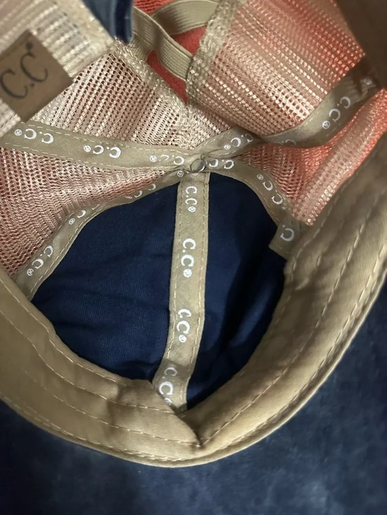 C.C Beige and Navy Mesh Baseball Cap - Picture 2 of 5